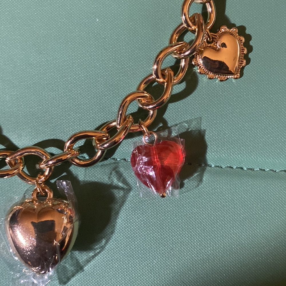 a new day Gold Heart Charm Necklace with Red and White Accents - Picture 8 of 9